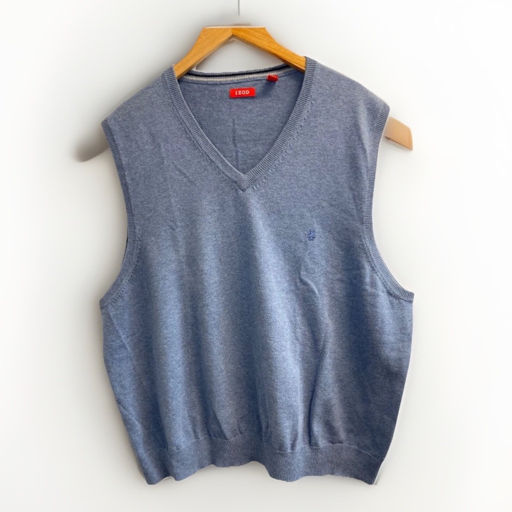 IZOD Golf Men's Size XXL Sweater Vest‎ Blue Cotton Logo Embroidery